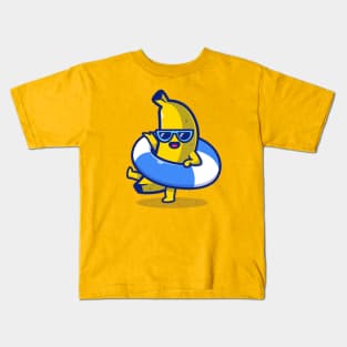 Cute Banana Wearing Balloon Cartoon Kids T-Shirt